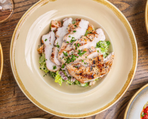 "Fresh and vibrant chicken salad with creamy avocado, crunchy veggies, and a sprinkle of nuts — a healthy, protein-packed dish perfect for any diet or meal prep."